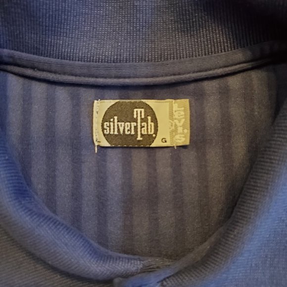 Vintage Levi's Silver Tab Navy Blue Button Golf Shirt Men's Large Retro - Picture 2 of 5